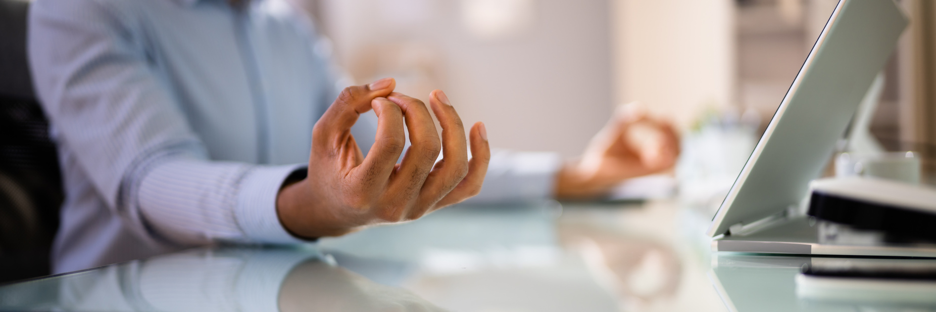 African American Male Meditation In Office